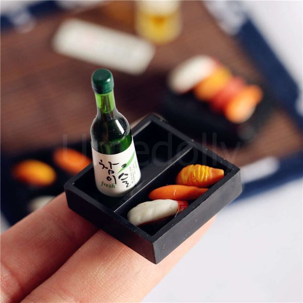 1/12 Scala miniutre bambola mini sushi sake cibo giapponese per ob11 bjd bambola cucina cucina cucinare accessori