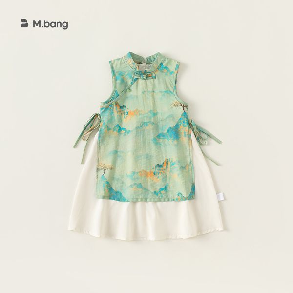Mädchen im chinesischen Stil Kleider Kleider Mode Kinder Blumenkleid Sommer Ärmel und Vintage lässige Kleidung Baby Kinder Mädchen Party Blumenkleidung