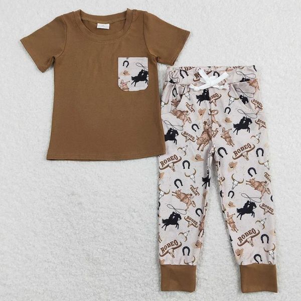 Kleidungssets Großhandel Baby Kleidung Rodeo Fashion Kids Designer Jungen Western Boutique Kleinkind Kurzarm Pant