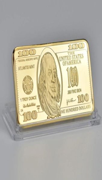 24K Золотые памятные монеты США 44283 мм США 100 доллара монарт и ремесло квадратные металлические значки