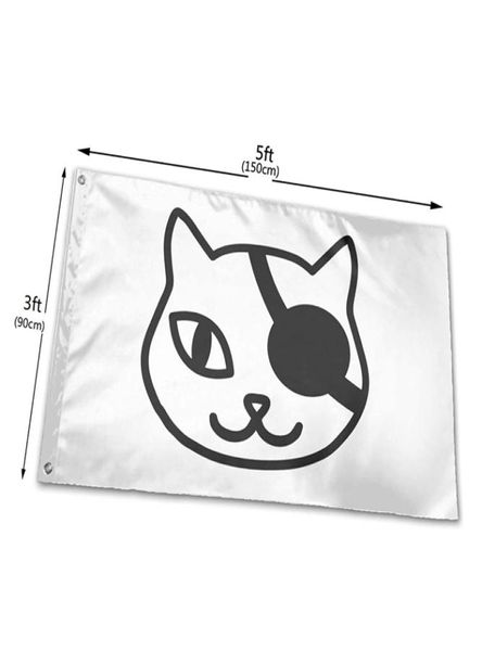 Pirate Cat Eye Patch Flags 3x5ft Banner 100D Polyester Lebendige Farbe Hochqualität mit zwei Messing -Teilen2724682