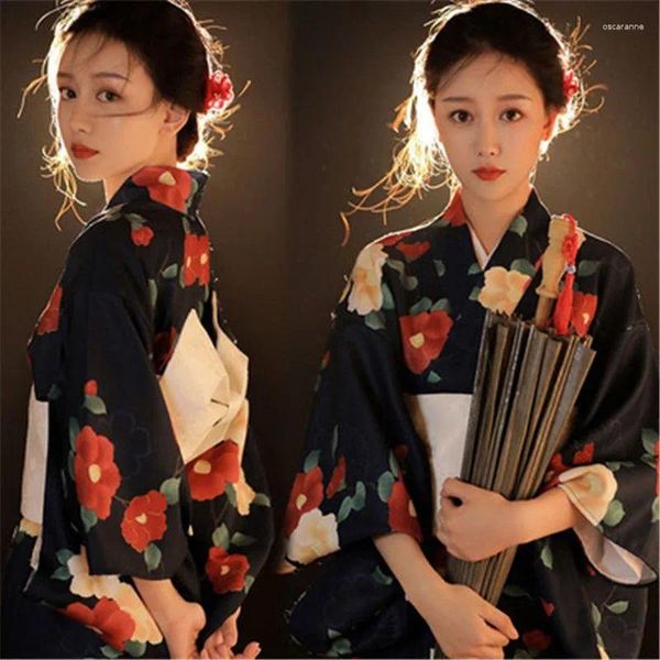Roupas étnicas Kimono estilo chinês vestido formal forma formal flor -cerejeira estudante pó tomando