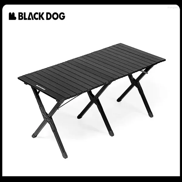 Camp Furniture Schwarze Hund Klapptische Leichter Rollwürfel Picknicktisch mit tragbarem Camping Großes 120 cmmesa rechteckiges Aluminium komponieren