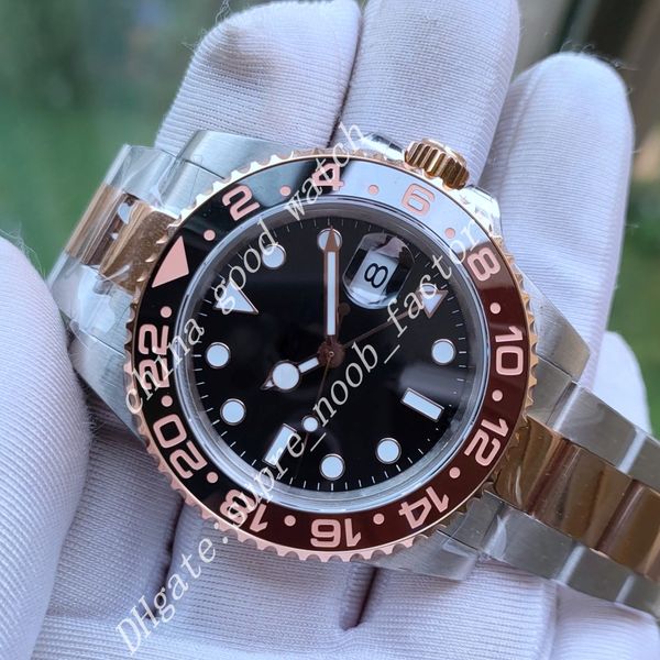Relógio de homens Novo modelo bpf Ajuste a hora Moldura automática Munimento de cerâmica Black Brown Buzel 40mm V2 Duas de ouro rosa de duas cores WA 258U