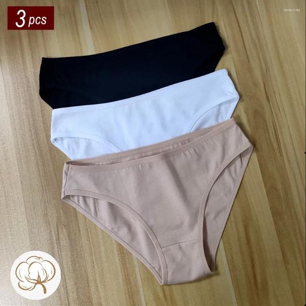 Damenhips 3PCS/Set Feste Farbe Baumwolle Frauen kurze brasilianische Laides Comfortable Unterwäsche Cosy Underpants Verkauf