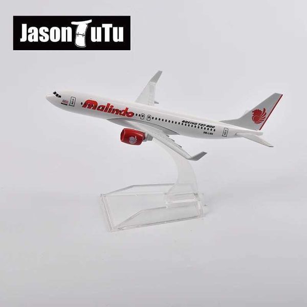 Aeromobile Modle Jason TUTU 16CM Malindo Air Boeing 737 Modello Aereo Modello Aeromobile Aeromobile Diecast Metal 1/400 Piani di scala Scala Factory all'ingrosso Y240522