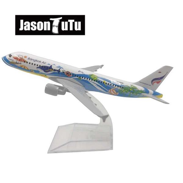 Aircraft Modle Jason Tutu 16cm Bangkok Air Airbus A320 Modello Aereo Modello Aeromobile Aeromobile Diecast Metal 1/400 Piani di scala Scala Factory all'ingrosso Y240522