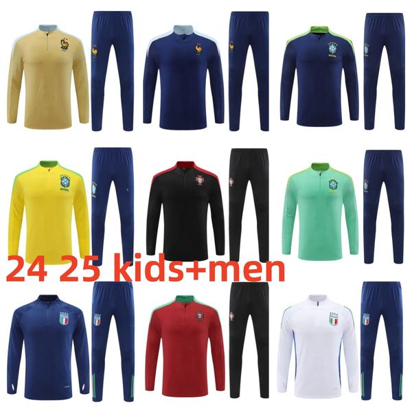 2024 2025 portugugiesischer Fußball -Trainingsanzug -Nationalfußballtraining 24 25 ITALYS Brazils Mans Kinderkinder -Trails Jogging Sets Survetement Foot Chandal Tuta