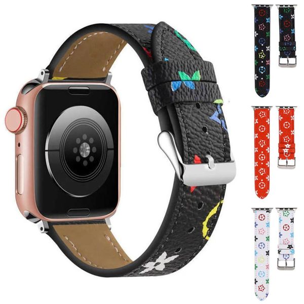 Designer Smart Watch Bands per Apple Watch Straps 38 40 41 42 44 45 49 mm in pelle in pelle in pelle bracciale banda iwatch series 9 8 7 6 5 se ultra 10 banda di lusso