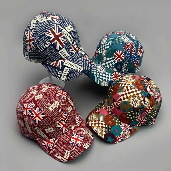 Caps de bola Novo clássico de bandeira uk graffiti homens mulheres chapéus de beisebol letra de algodão respirável moda de moda esportiva casual hip hop j240522