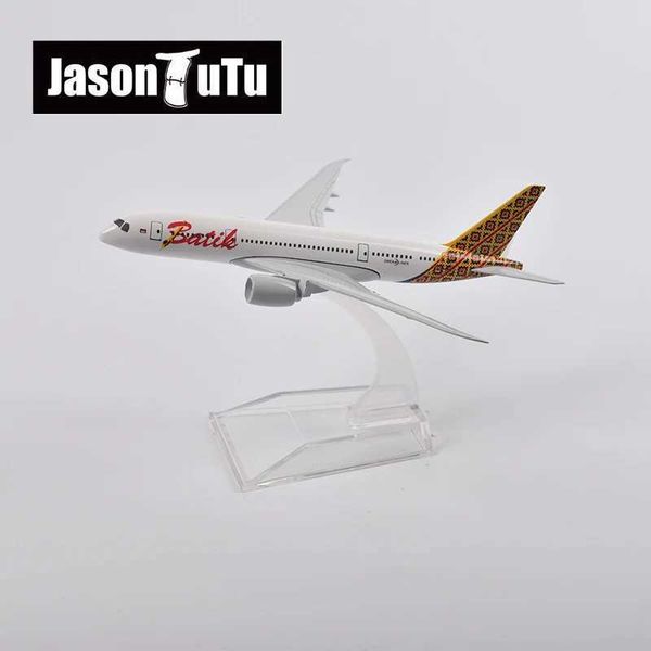 Aircraft Modle Jason Tutu 16cm Batik Air Boeing 787 Modello Aereo Modello Aeromobile Aeromobile Diecast Metal 1/400 Piani di scala Scala Factory Wholesale Y240522