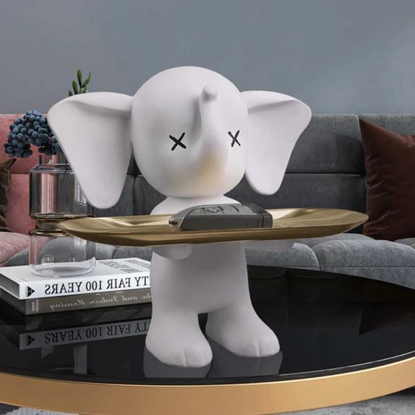 Actionspielzeugfiguren Home Ornamente Elefant Statue Dekor Schlüssellagertablett Wohnzimmer mit Tischharz Dekorative Skulptur Handwerk Geschenke H240523