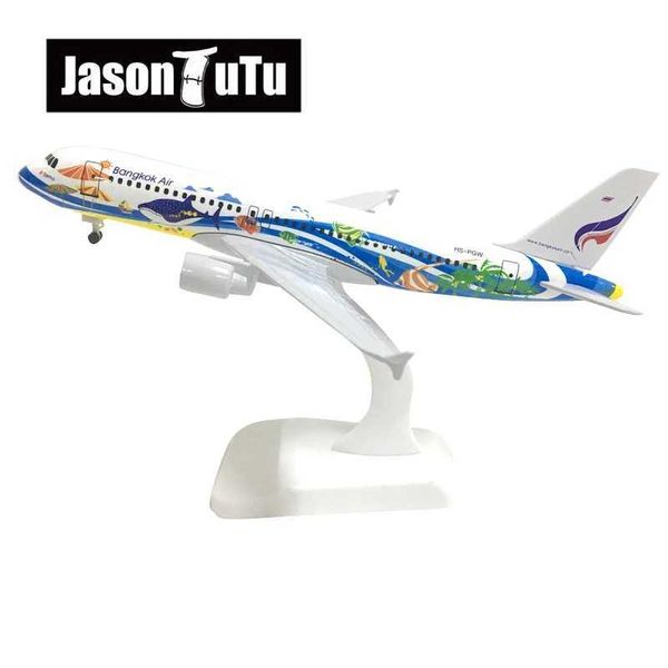 Aircraft Modle Jason TUTU 20CM Bangkok Air Airbus A320 Modello Aereo Modello Aeromobile Aeromobile Diecast Metal 1/300 Piani di scala Scala Factory all'ingrosso Y240522