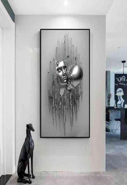 Metal Figura Estátua Arte Canvas Pintura Romântica Posters e Impressões Amor Pictures de parede Modern Living Room Home Decor1829762