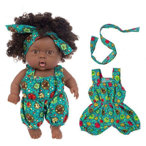 Новый 8,6 -дюймовый африканский черный малыш милая кукла Моделирование кукла 20 см виниловой куклы Реалистичные новорожденные малышки девочка кукла Дети Куклы обычай