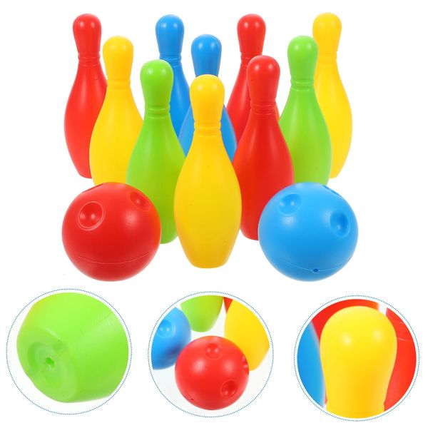 Kinder Bowling -Set umfasst 10 klassische farbenfrohe und 2 Bälle Geschenke früh Bildung Indoor Outdoor Games ideal für 240515