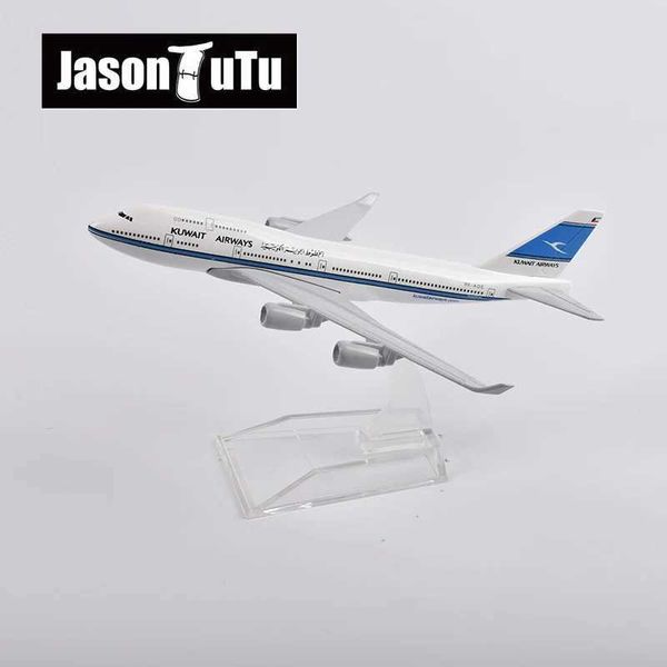 Aircraft Modle Jason TUTU 16CM Kuwait Airways Boeing 747 Aereo Modello Aereo Modello Aeromobile Diecast Metal 1/400 Piani in scala Scala fabbrica Wholesale Y240522