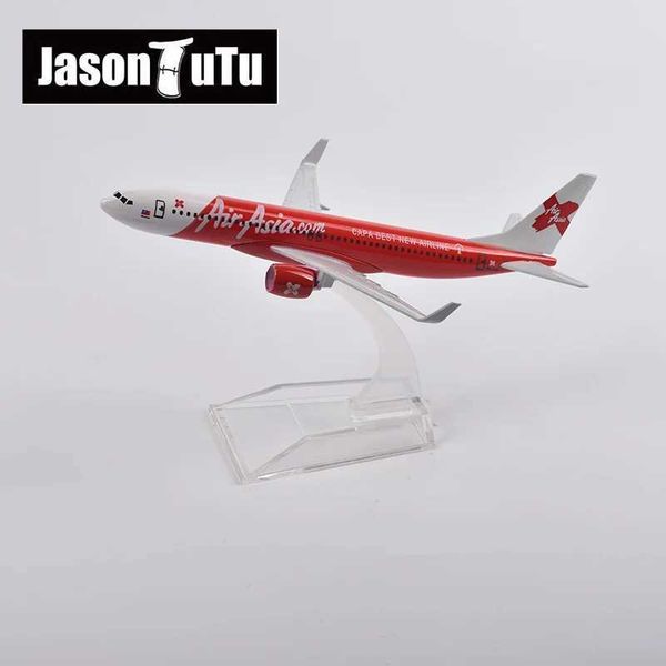 Aeromobile Modle Jason TUTU 16CM AirAsia Boeing 737 Modello Aereo Modello Modello Aeromobile Diecast Metal 1/400 Piani di scala Scala Factory Wholesale Y240522