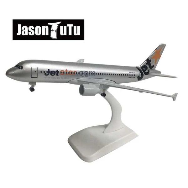 Aircraft Modle Jason TUTU 20CM JETSTAR AIRBUS A320 Modello Aereo Modello Aeromobile Aeromobile Diecast Metal 1/300 Piani di scala Scala Factory all'ingrosso Y240522