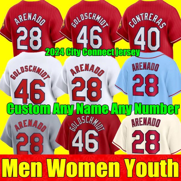 2024 City Connect Custom S-4XL Baseball-Trikot Lars Nootbaum Nolan Arenado Kardinal Musial Adam Wainwright Paul Goldschmidt Pujols Molina Smith Contreras Dejong