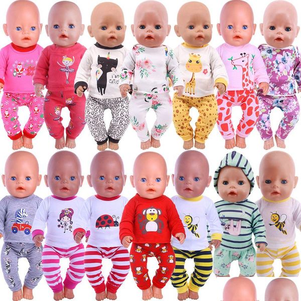 Acessórios para bonecas 2 PCSsetshirts Roupas para Born Baby 43cm Itens 18 polegadas S brinquedos Nossa geração Drop Delivery Presentes Dolls Otnza