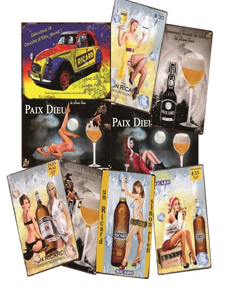 PITTURA RICARD PINUP GIRL Jack Whisky Adesivi da parete in metallo Segno di latta Vintage Poster decorative Plassi Retro Pub Bar Decorazioni Home3763599