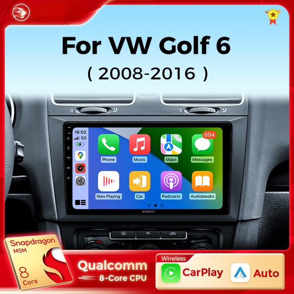 Caricatore multimediale della radio DVD per auto per Volkswagen VW Golf 6 MK6 2008-2016 CarPlay Android Auto Radio 4G Navigazione DSP 48EQ 2DIN