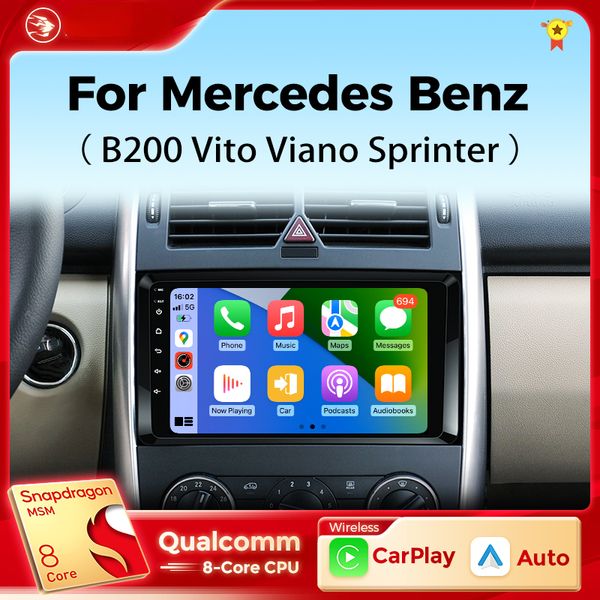 Автомобильное DVD радио для Mercedes Benz B200 W169 W245 Viano Vito W639 Sprinter W906 Беспроводная CarPlay Android Auto Multimedia Player
