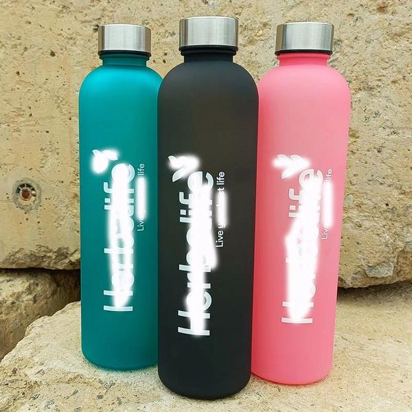 Bottiglie d'acqua Prezzo all'ingrosso 1000 ml Glassato Sport motivazionale Nutrizione Nutrizione Straw Pagnella tazza a prova di perdite per escursioni in palestra d'ufficio