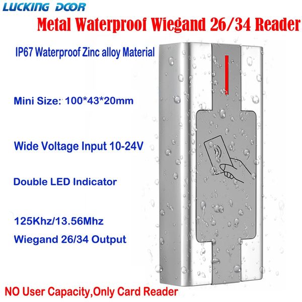 H2R Waterproof 125kHz Metal Access Control RFID Reader Proximity Wiegand Output Scheda per PanelNo Relay 240516