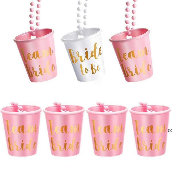 Bachelorette e Bride Party Decoration S Colar de vidro com papel alumínio de ouro para festas de casamento de bacharel DHF102829785665