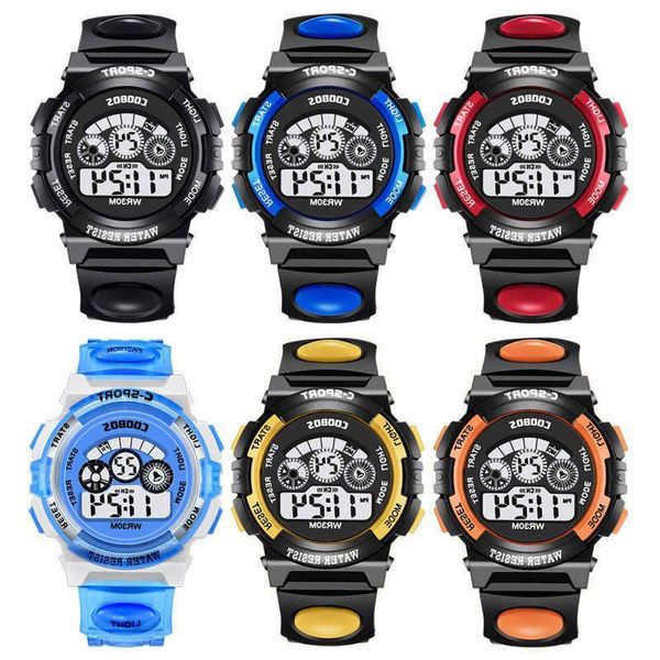 Childrens Multi Electronic Functional Student Rainbow Youth Sports Watch Meccanical Alarm Clock Waterproof RSXOB