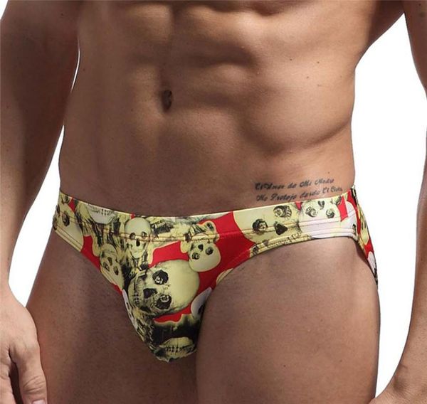 Nylon Skull Print Mens Briefs Menas de banho Trunks Underwear