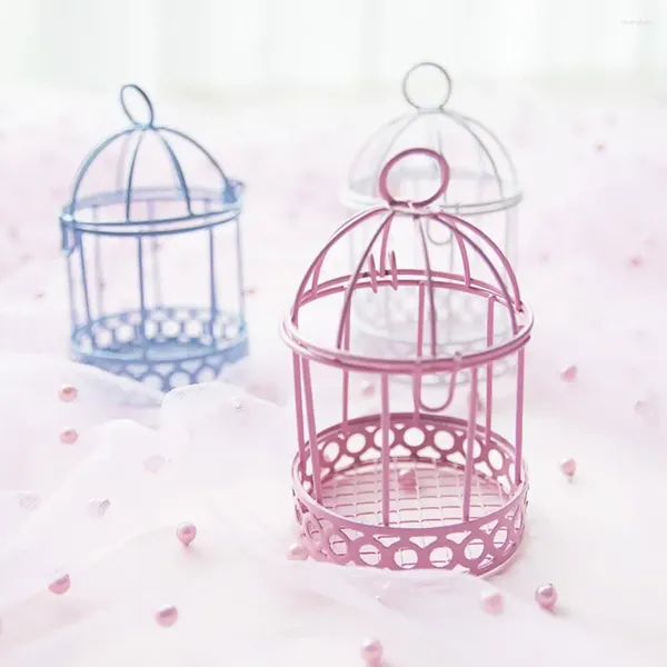 Embrulho de presente gaiola de pássaro decorativo decoração de jardim decoração de velas caixa de velas metal de estilo retro casas coloridas
