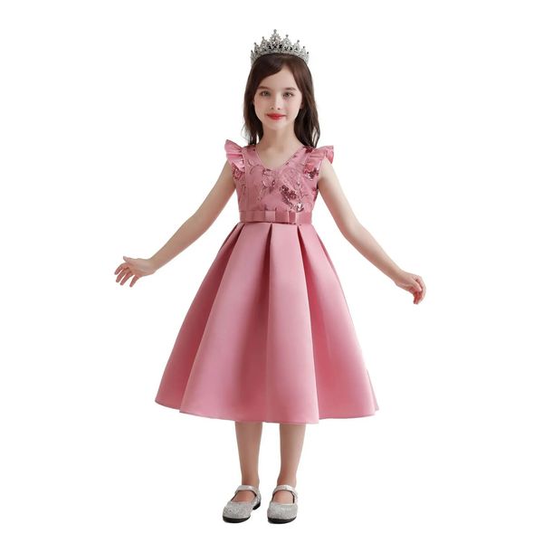 Mädchen Kleider Geburtstagsfeier Urlaub Party Hochzeitskleid Kleid Prinzessin Kleid für Mädchen Ärmel Pailletten Mädchen Teenager Prom Kleidung 240515