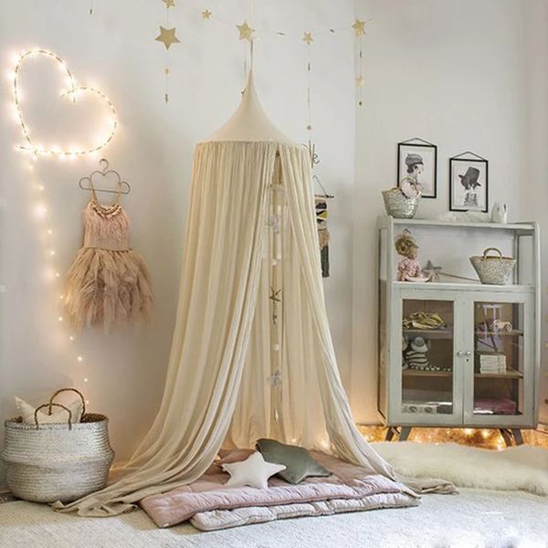 Jogo tendas de casa para crianças cortina de cama de dossel bebê pendurado berço de berço decoração de quarto redonda hang hung cúpito mosquito líquido cama de cama 240522