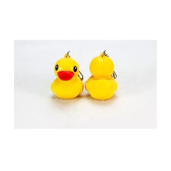 Andere Hausgarten kreative LED -gelbe Ente Keychain mit Sound Animal Series Gummi Ducky Key Ring Toys Puppengeschenke DROP DHDXV DHDXV