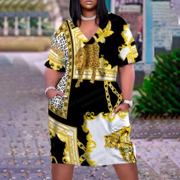 Basic Casual Kleider Leopard Kleid Midi Short Slve Sexy afrikanische Kleider Party Abend Max Kette Frauen Mode elegant