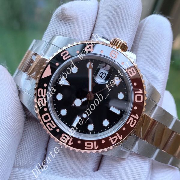 Часы мужчин New Model BPF Отрегулируйте часовое автоматическое движение керамическая рамка черная коричневая рамка 40 мм v2 Двухцветный розовый золото Menes WA 283i