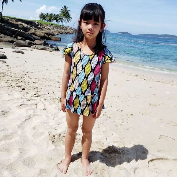 Versione coreana sulla spiaggia per bambini, stile gonna da un pezzo per bambini di mezza età e anziani, costume da bagno per studenti principessa, costume da bagno di 8-12 anni H523-15