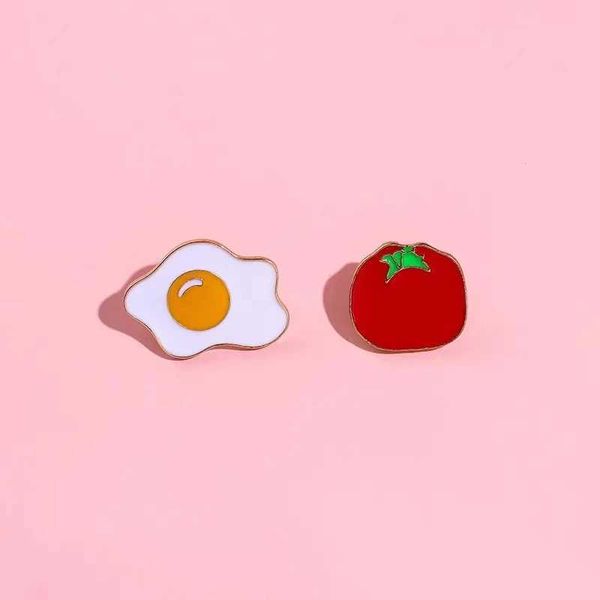 Schmuck Tomaten Emaille Pins gebratene Eier Metall Brosche Abzeichen Lebensmittel Gemüse Geschenke Kinderkreative Cartoon Schmuck Rucksack Hüte Großhandel WX5.21