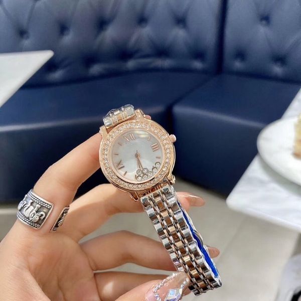 Orologio da donna Happy diamond a doppio vetro laminato diamante 36mm7 diamanti brillanti abbaglianti design di lusso di alta qualità orologio a caldo orologio sportivo diamante da data