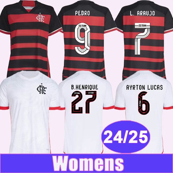24 25 Flamengo Women Soccer Trikots Pedro Erick Varela L. Araujo Thiago Maia Leo Pereira Fabricio Gerson Allan Victor Hugo Home Home Away Football Shirts