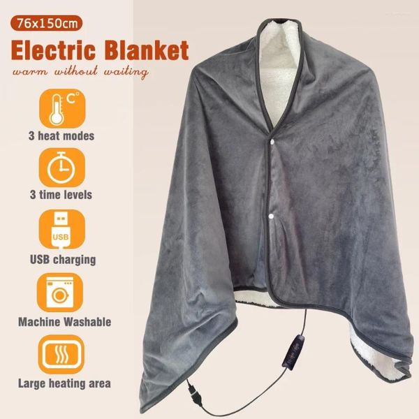 Coperte USB Riscaldamento elettrico Coppate Scialo caldo a tre velocità Regola temperatura riscaldata Grande 150x76 cm inverno Keep Pad