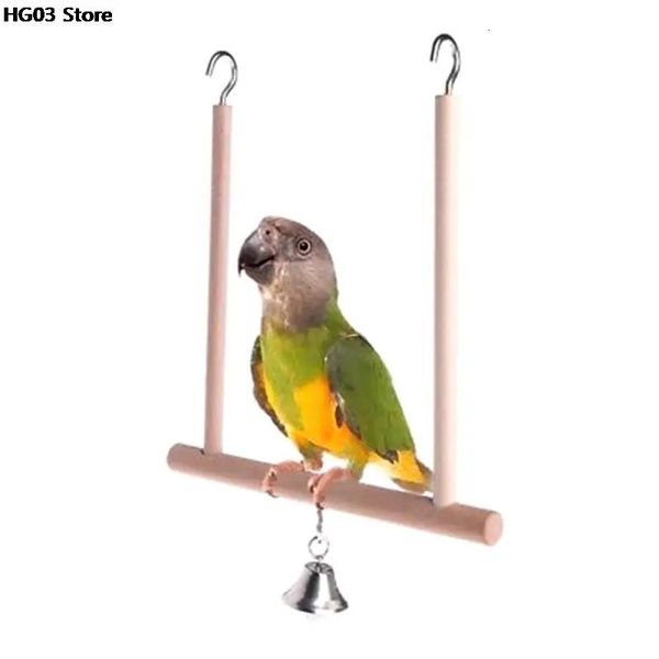 1pc Birds de madeira gaiola de gaiola pendurada Os brinquedos de papagaio de madeira Stand Stand Swing Natural Swing Supplies 240515