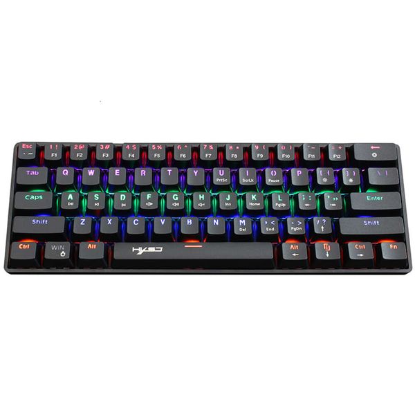 61 Tasten mechanische Gaming -Tastatur verkabelt tragbar und kompakt mit 20 RGB -Beleuchtungsmodi und USB -Grenzfläche für Blue Achse DDMY3C
