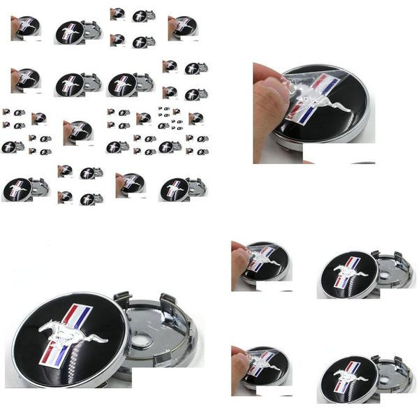 Radabdeckungen 4pcs/Los Black Running Horse 60mm Auto Hub Center Logo Caps ABS Emblem Abzeichen für Ford Mustang Drop Lieferung Automobil OTDFN