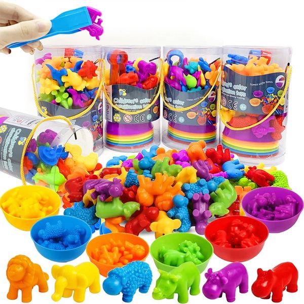 Childrens abbinando il gioco Apprendimento educazione giocattoli Animal Cognitive Rainbow Seguit Auto Auto Allenamento Montessori Sensore Puzzle Toys Regali 240520