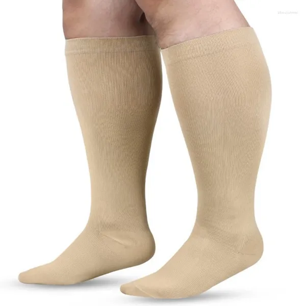 Женщины носки для мужчин сжатие плюс размер растягивание колена высокие чулки варикозное вариковое