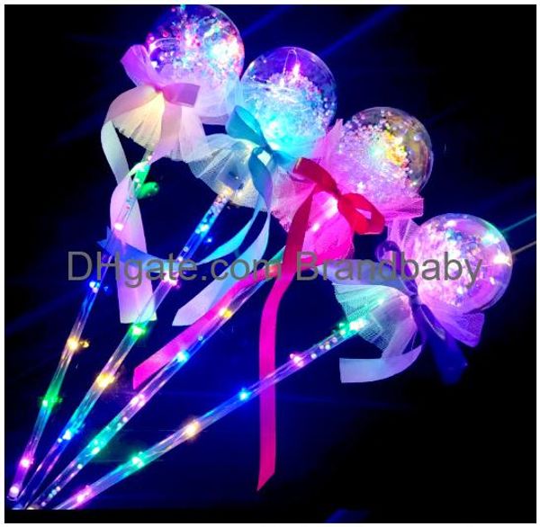 LED Light Sticks Luminous Ball Stick Fairy Sprudel Star Push Small Gift Childrens Glow Toy Wedding Party Lieferungen bevorzugt Mädchen Spielzeug OTK34